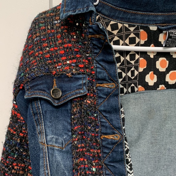 Deisgual Multi-Color Woven Sequin Jean Denim Jacket - Picture 3 of 9